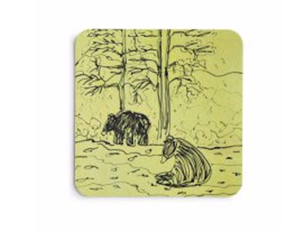 Cork Coasters set of 4 - Unexpected Visitors - home decor, black bears, bridal shower gift, new home, cottage, hostess gift