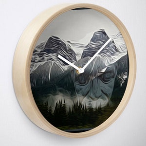 Decorative Wall Clock Featuring Original Art, Watcher, Unique Housewarming Gift, Personalized Wall Art, Home Decor Accessory image 4
