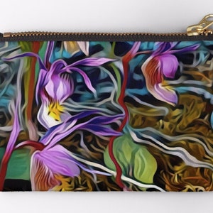 Bolsa de lona Bolsa Zipper Juego de 3 - Orquídeas de ensueño del bosque - Cartera de bolsa, bolsa grande, regalo de dama de honor, floral, regalo de la hermana mejor amiga
