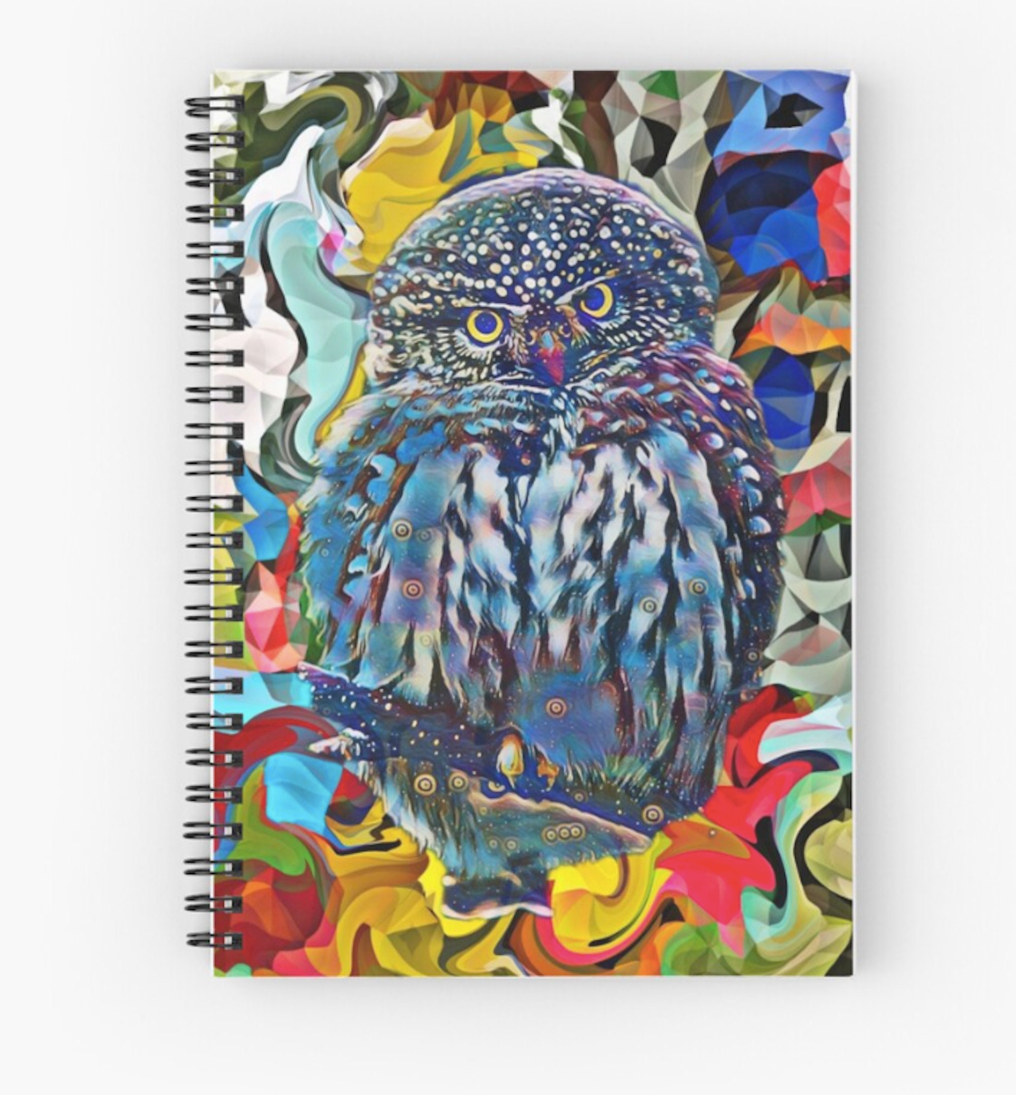 Spiral Notebook Hardcover Journal - Woodland Owl Mosaic - diary, garden journal, travel log, birthda