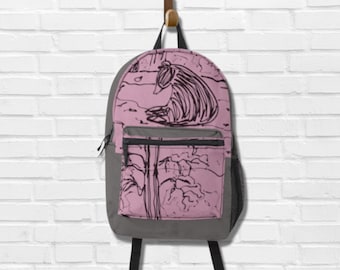 Mochila Pink Doodle para ella, mochila de viaje, regalo de regreso a la escuela, funda para computadora portátil de 13 pulgadas, repelente al agua, bolsillo para botella de agua, mochila