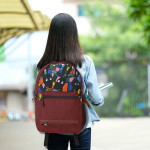 Mochila De Conejitos Borgoña, Regalo Divertido de Pascua, Mochila de Senderismo, Mochila de Trekking, Funda para Laptop 13 pulgadas, Repelente al Agua