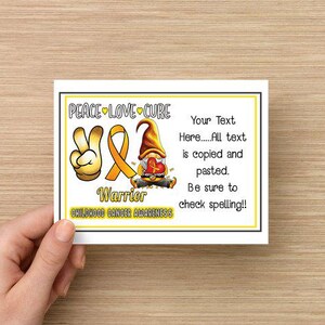 Childhood Cancer Custom Text Awareness/ Support Cards