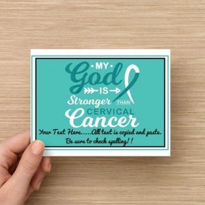 Tarjetas de apoyo y concientización sobre el cáncer de cuello uterino con texto personalizado
