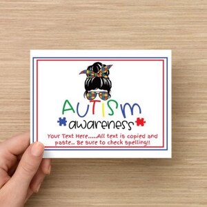 Autism Awareness Mom Custom Text Support Cards