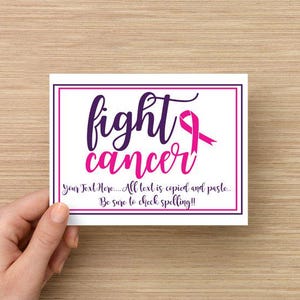 Tarjetas de apoyo y concientización con texto personalizado sobre el cáncer de mama