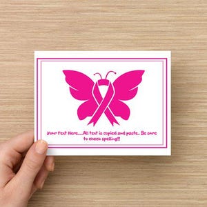 Tarjetas de apoyo y concientización con texto personalizado sobre el cáncer de mama