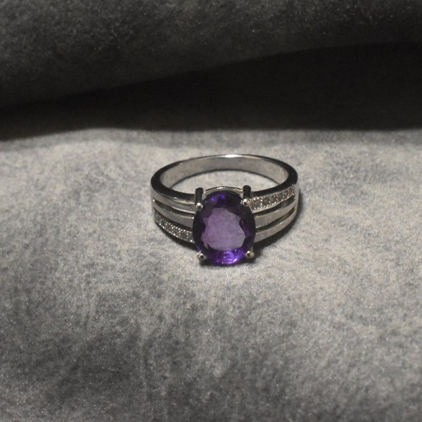 Purple Majesty | Handcrafted Amethyst Ring in 925 Sterling Silver | Engagement Ring | Natural Gemstone Jewelry Gift for Her | Statement Ring