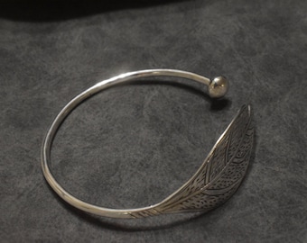 Handcrafted Leaf Sterling Silver Cuff Bracelet | Afghan Artisan Jewelry Gift