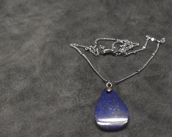 Teardrop Lapis Lazuli Anhänger Halskette | Handgefertigt aus 925 Sterling Silber