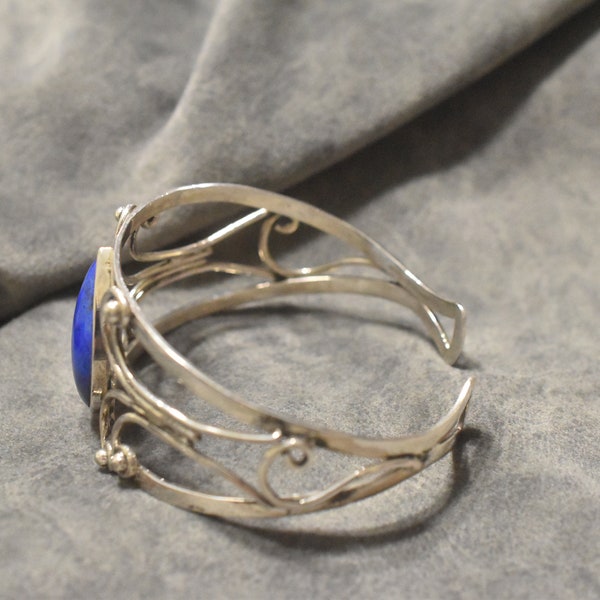 Lovely Lapis Lazuli Sterling Silver Cuff Bracelet