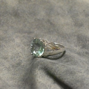 Unique Green Amethyst Ring in Sterling Silver by Afghan Artists | Natural Gemstone Jewelry Gift for Her | Statement Ring | Wedding Jewelry