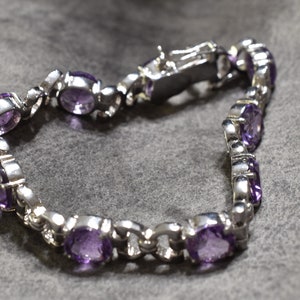 Elegant Amethyst Harmony | Handmade Amethyst Stone Chain Bracelet in 925 Sterling Silver | Natural Gemstone Jewelry Gift