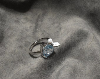 Handcrafted Blue Topaz Sterling Silver Statement Ring | Afghan Artisan Jewelry