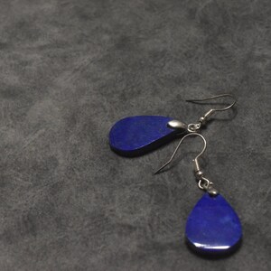 Teardrop Serenade | Dangle and Drop Lapis Lazuli Earrings in Sterling Silver by Afghan Artists | Natural Gemstone Jewelry Gift