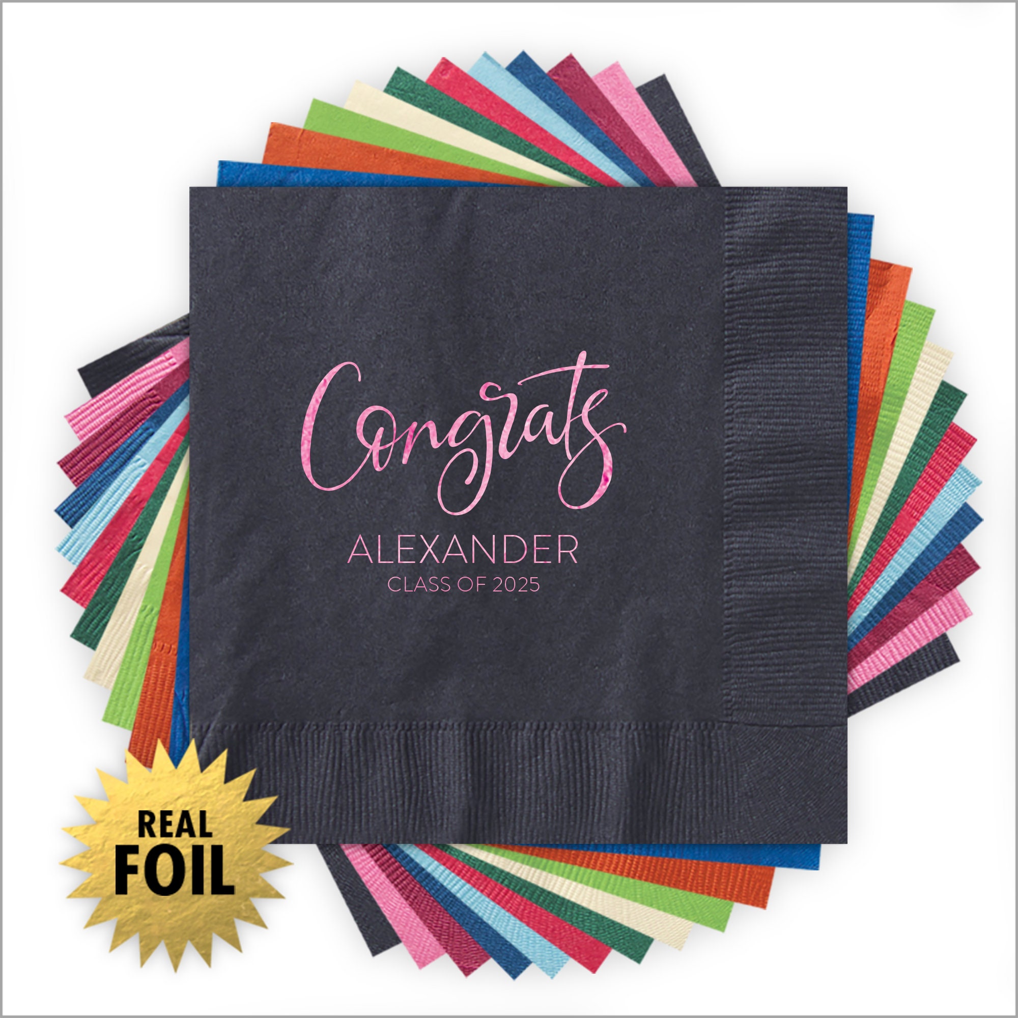 Congrats Grad Graduation Napkins / Foil Pressed Etsy