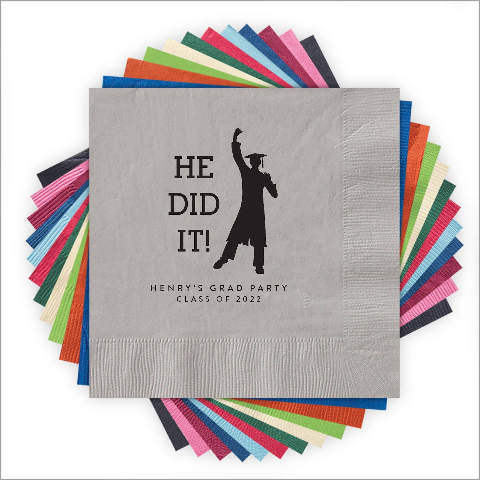 He Did It Graduation Napkins / Letterpress Custom Napkins Etsy