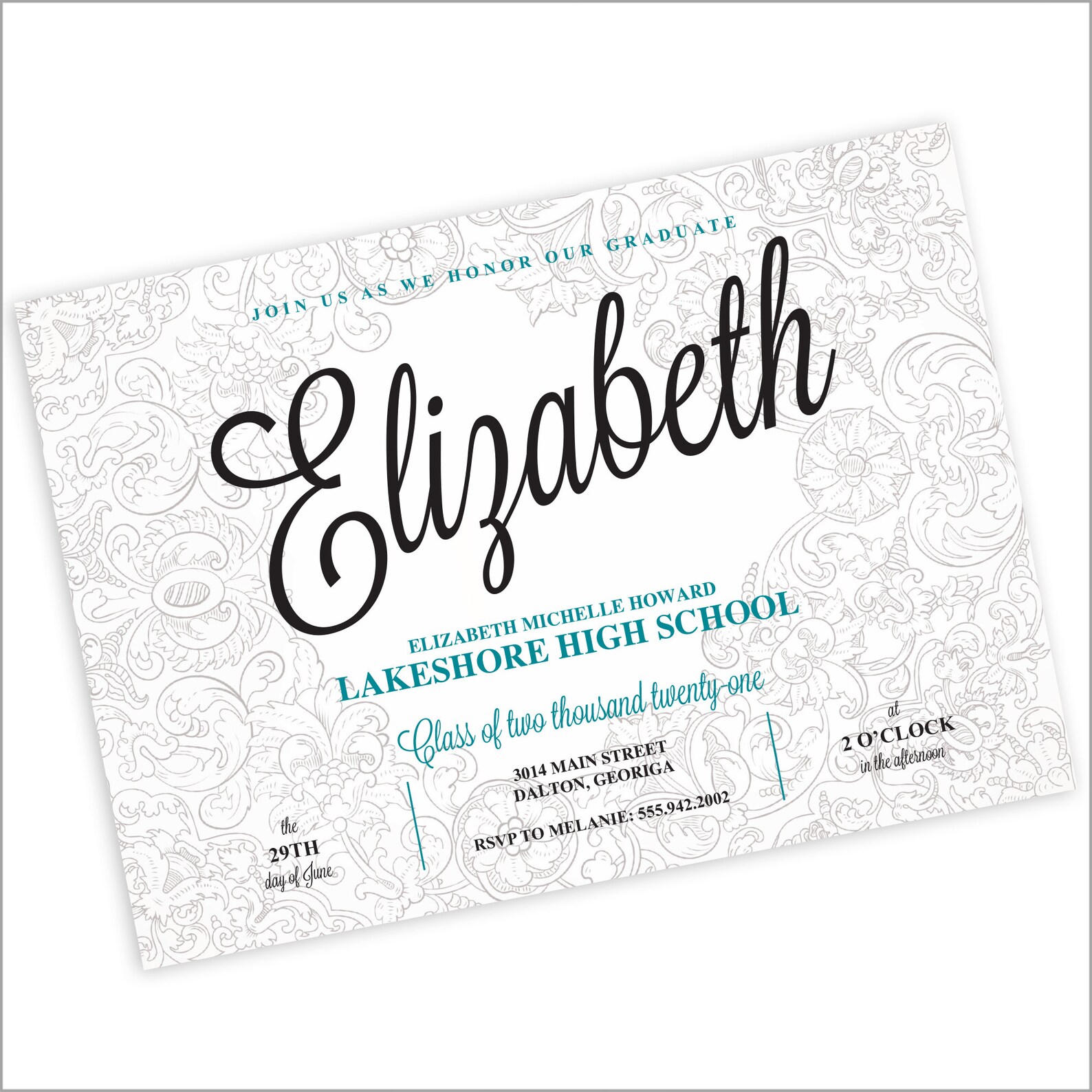 Elegant Floral Graduation Invite / Custom Cards / Grad Etsy