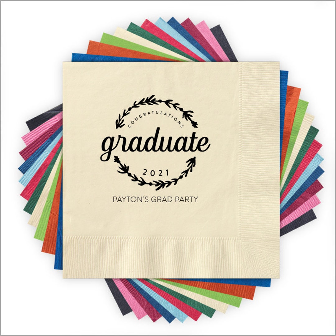 Graduate Wreath Graduation Napkins / Letterpress Custom Etsy