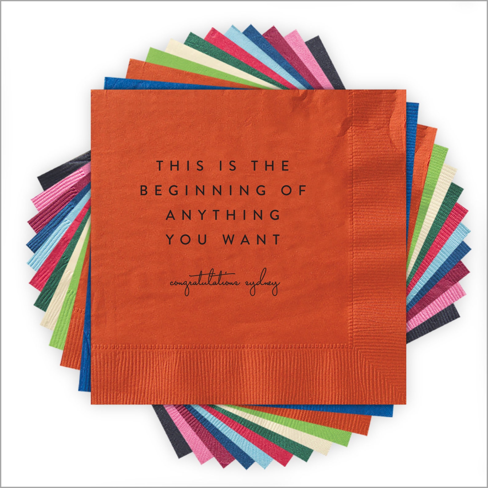 The Beginning Graduation Napkins / Letterpress Custom Napkins Etsy