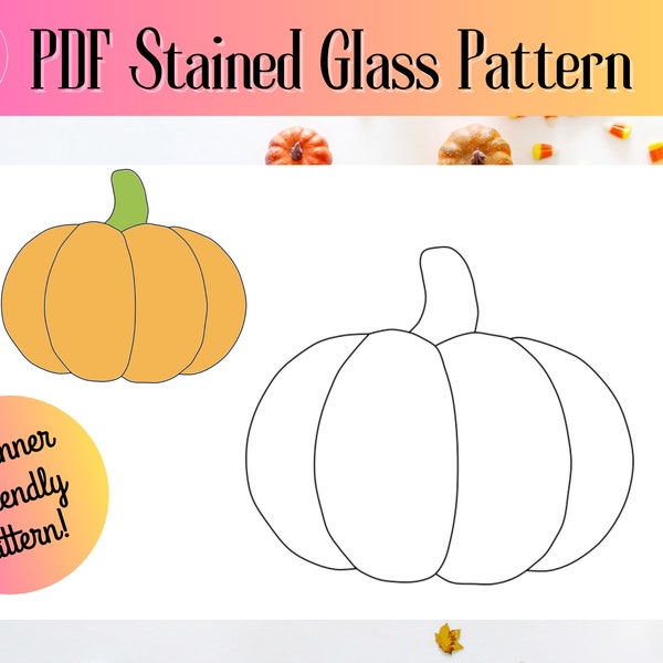 DIY Stained Glass Pumpkin Pattern - Halloween - Copper Foil Technique - Beginner-Friendly - Suncatcher - PDF Download