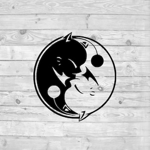 Kupo Yin Yang SVG、即時ダウンロード、svg png dxf、クリカット、カメオ、シルエット、ビニールデザイン、ヒートプレスファイル、RPG