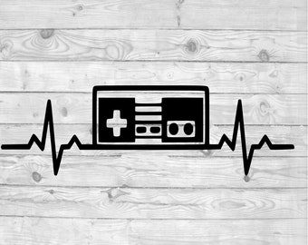 Nes controller heartbeat SVG, instant download, svg png dxf, cricut, cameo, silhouette, vinyl design, heat press file,  Super mario,