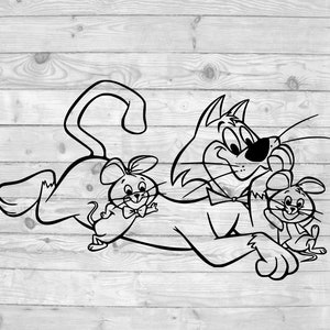 Mr. Jinx Pixie and Dixie SVG, instant download, svg png dxf, cricut, cameo, silhouette, vinyl design, heat press file, Hanna Barbera