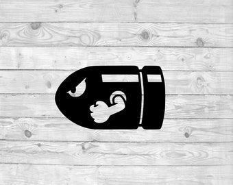 Bullet Bill  SVG, instant download, svg png dxf, cricut, cameo, silhouette, vinyl design, heat press file,  Super mario,