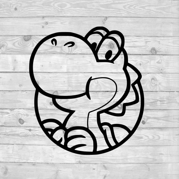 Yoshi SVG, téléchargement instantané, svg png dxf, cricut, caméo, silhouette, design vinyle, fichier presse thermique, Super mario,