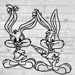 Tiny Toons Buster and Babs Bunny SVG, instant download, svg png dxf, cricut, cameo, silhouette, vinyl design, heat press file, cartoon, 90s,