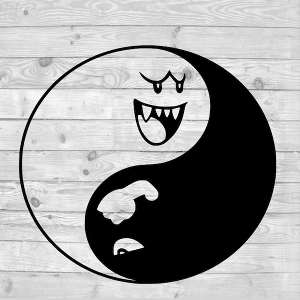 Boo and bullet bill yin yang SVG, instant download, svg png dxf, cricut, cameo, silhouette, vinyl design, heat press file,  Super mario,