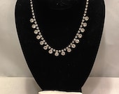 Vintage Weiss Clear Rhinestone Accent Bridal Elegant Necklace and Bracelet Set