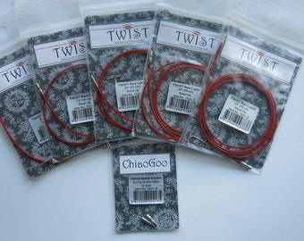 SET OF 5-Chiaogoo Twist red SMALL cables & Chiaogoo L to S tips adapter- Chiaogoo Twist red cable bundle-Chiaogoo Spin cables