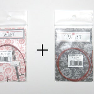 Chiaogoo Twist SHORTIES Combo Pack US 000 - 3 with extra Mini cable 30 Or 37 inches - Chiaogoo Shorties Combo Pack knitting needle