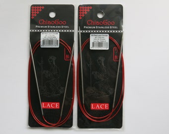 SET OF 2-Chiaogoo circular knitting needles US1.5/2.5mm&US2/2.75mm-Chiaogoo sock knitting needles-Chiaogoo Red Lace circular knitting needle