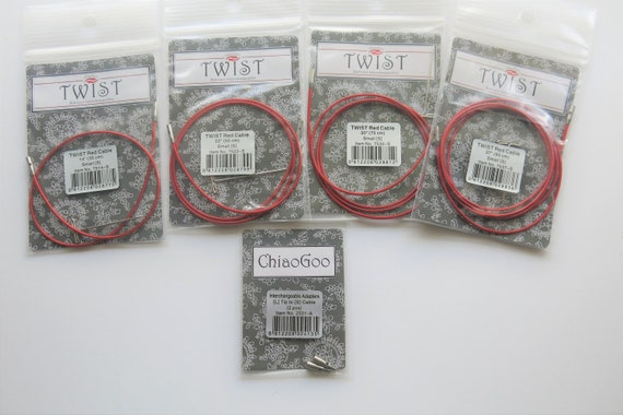 SET OF 4-chiaogoo Red SMALL 14223037 Cables and L Tips to S Cable Adapter  Bundle-chiaogoo Twist Red Cables-chiaogoo Cables 