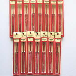 SET OF 15- All sizes Tulip Etimo Red Crochet Hook With Cushion Grip-Tulip Etimo Red Crochet hook-Tulip Etimo cushion grip -Tulip Etimo Red