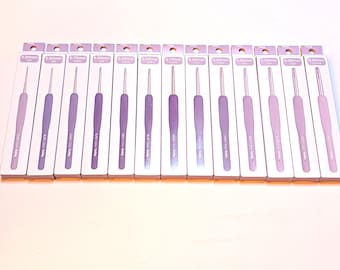 SET OF 13-Tulip Etimo MURASAKI Crochet Hook Set With Cushion Grip-Tulip Etimo Murasaki purple Crochet hook-Tulip Marusaki Etimo crochet hook