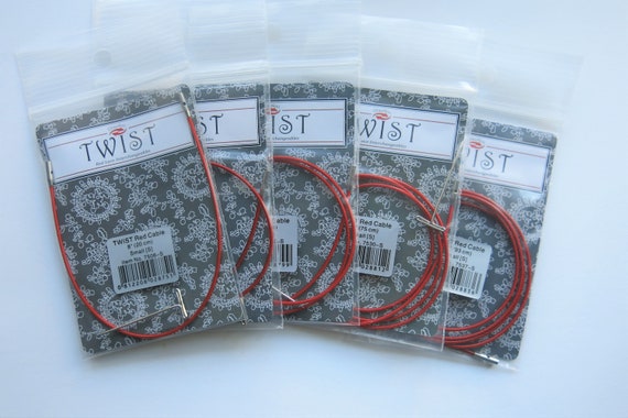 SET OF 5-chiaogoo Twist Red SMALL Cables Chiaogoo Interchangeable Cables  Chiaogoo Twist Red Cable-chiaogoo Spin Cables-chiaogoo Accesories 