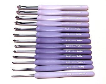 SET OF 13-Tulip Etimo MURASAKI Crochet Hook Set With Cushion Grip-Tulip Etimo Murasaki purple Crochet hook-Tulip Marusaki Etimo crochet hook