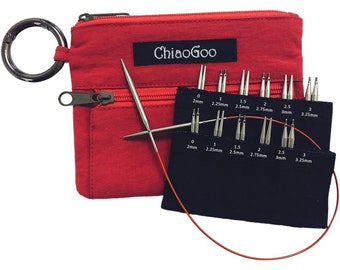 Chiaogoo Twist SHORTIES 2" & 3" Red Lace Interchangeable Complete set - Size US 0-3 - Chiaogoo Twist Red Lace Shorties needle set