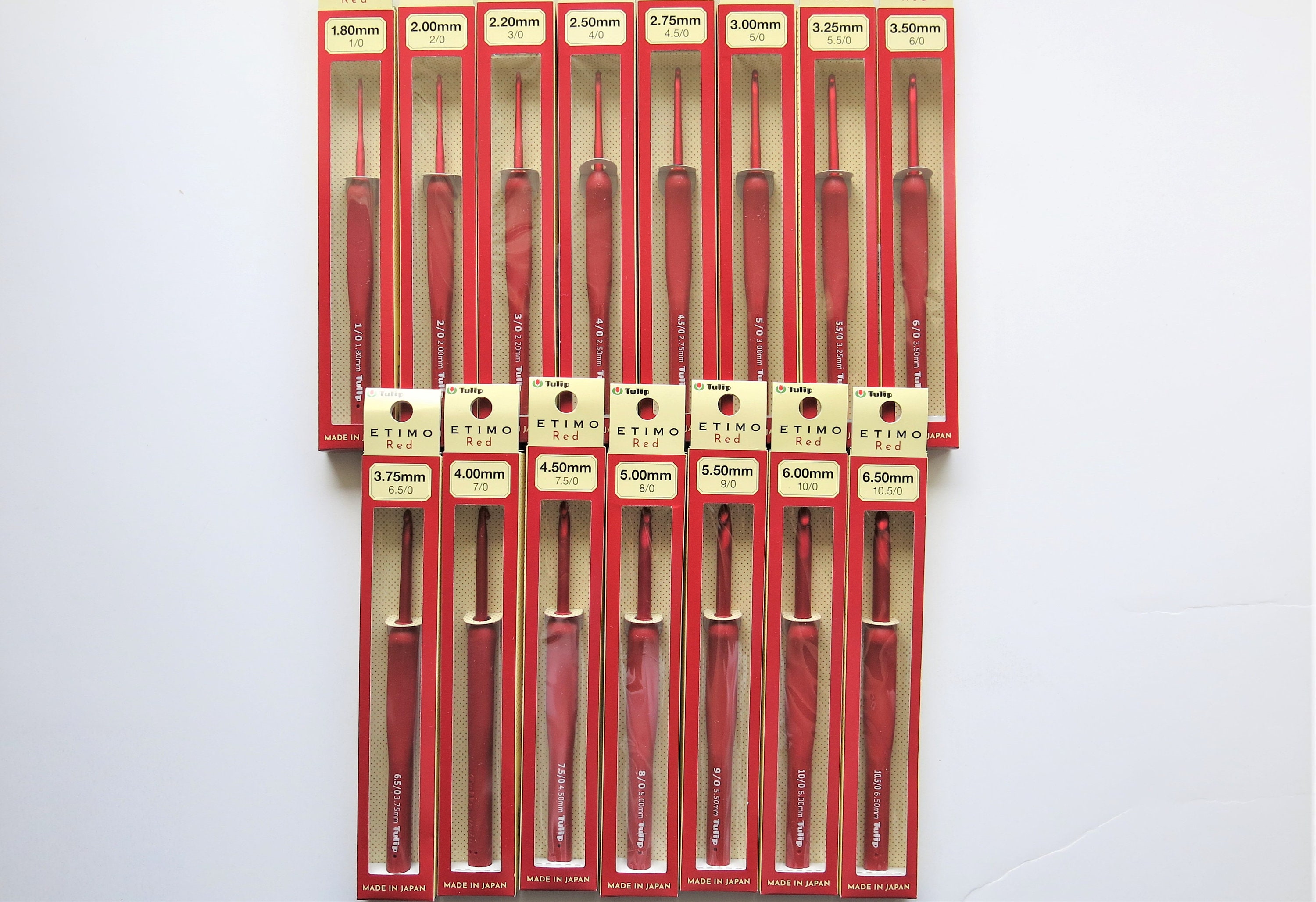 SET OF 15- All Sizes Tulip Etimo Red Crochet Hook With