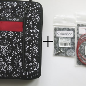 Bundle!Chiaogoo 5&quot; Twist COMPLETE Red Lace Interchangeable set Size US2-US15/2.75mm-10.0mm+ Small cable 37&quot;+ [L] tips to S cable adapter