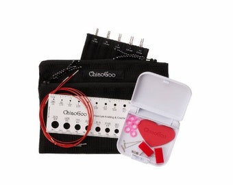 Chiaogoo Twist MINI 5 inches Interchangeable Complete set - Size US 000 to US 1.5 - Chiaogoo Twist Red Lace sock knitting needles set
