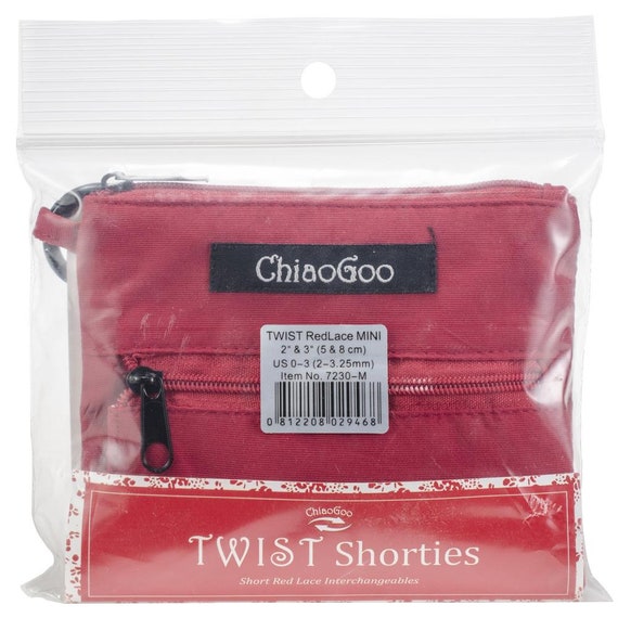 Chiaogoo Twist SHORTIES 2 & 3 Red Lace Interchangeable Complete Set Size US  0-3 Chiaogoo Twist Red Lace Shorties Needle Set 