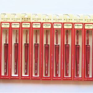SET OF 13-Tulip Etimo Red Crochet Hook With Cushion Grip-Tulip Etimo Red Crochet hook-Tulip Etimo crochet hook cushion grip-Tulip Etiomo Red