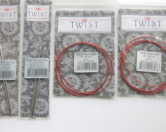 Chiaogoo sock knitting needles Red Lace US1/2.25mm&US1.5/2.50mm +30"/37" cables-Chiaogoo Lace Mini tips 4 inches-Chiaogoo metal sock needles
