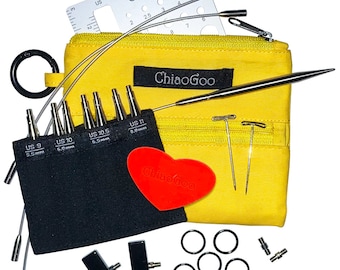 Chiaogoo Twist YELLOW Shorties 3" LARGE Interchangeable Complete set - Size US 9-11-Chiaogoo Twist Yellow Shorties Large needle set