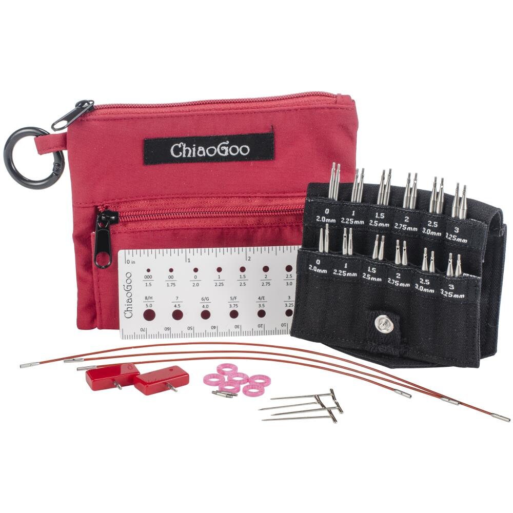 Chiaogoo Twist SHORTIES 2 & 3 Red Lace Interchangeable Complete Set Size US  0-3 Chiaogoo Twist Red Lace Shorties Needle Set 